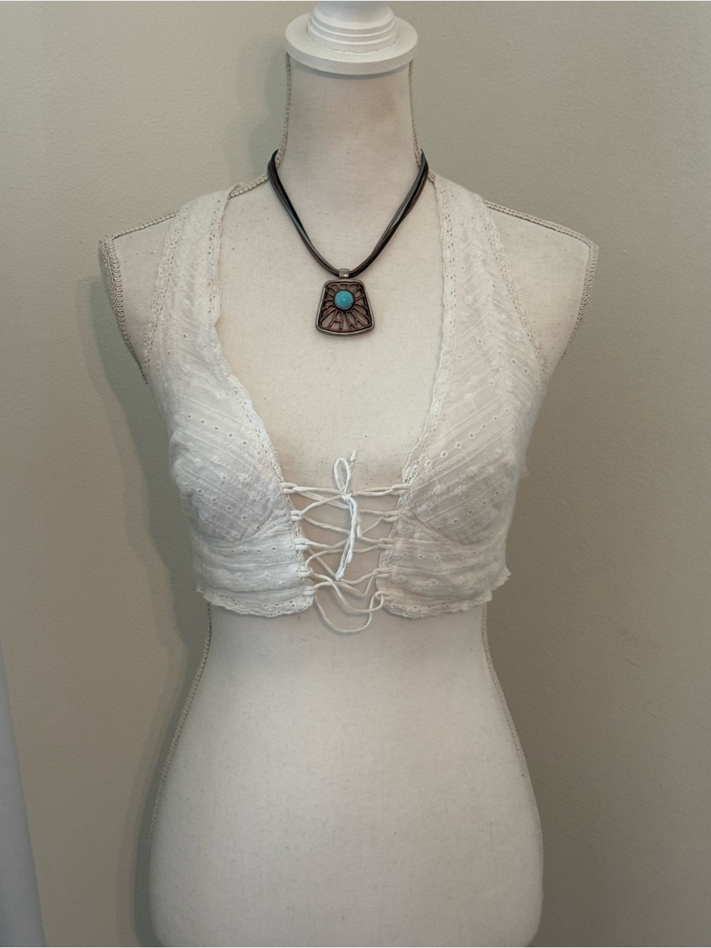 Free People white Lace Crop top